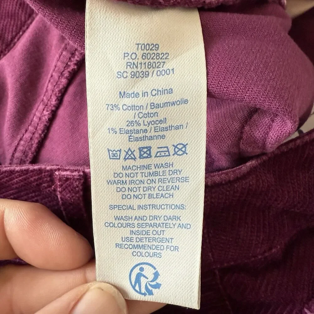 Boden The Soho Skinny Corduroy Pants Women's Size 6P Plum Purple Casual - Picture 7 of 8
